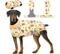 PetWarm Dog Surgery Suit, Onesies for Dogs, Professional Dog Abdominal Wounds Bandages Substitute E-Collar and Cone, Anti-Licking Surgical Recovery Suit for Dogs, Dinosaur Pattern, Yellow, L