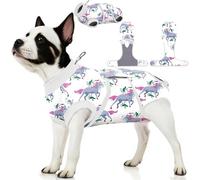 PetWarm Dog Surgery Suit, Surgical Suit for Dogs Female Spay Male Neutered, After Surgery Dog Onesie, Anti-Licking Dog Surgery Recovery Suit, Unicorn Pattern, White, XS
