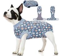 PetWarm Dog Surgical Recovery Suit Male, Dog Bodysuit for Sensitive Skin Areas, Surgical Suit for Dogs Abdominal Affected Areas Bandages, Substitute E-Collar and Cone, Flower Pattern, Blue, XS