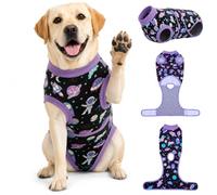 PetWarm Dog Surgical Suit, Post-Surgery Dog Bodysuit, Cosmic, Purple, L | For everyday neuter-recovery routines, this Cosmic motif in Purple, Size L dog surgical suit, helps limit access for licking
