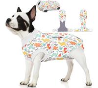 PetWarm Male Dog Recovery Suit for After Neuter Surgery, Onesies for Dogs, E Collar Alternative, Dogs After Surgery, Anti-Licking Recovery Suit Soft Dog Bodysuit, Dinosaur Pattern, White, S