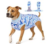 PetWarm Surgery Shirts for Dogs, Dog Surgery Suit, Cone of Shame Alternatives, Pet Surgical Recovery Pajamas Suit Female Male Dog Onesie for Spay Neuter, Marine Animal Patterns, Blue, XL