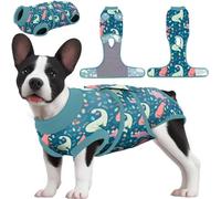 PetWarm Surgical Suit for Male Dogs, Dog Coat's Inner Clothes, Substitute E-Collar and Cone Prevent Licking Recovery Suit, Female Male Dog Onesie for Spay Neuter, Dinosaur Pattern, Multi-Colored, XS