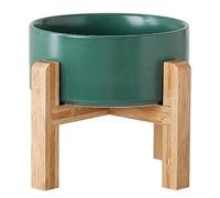 Petygooing 28 OZ Green Elevated/Raised Ceramic Dog Bowl for Small and Medium Breeds, Dog Food Water Dish with Stand,Pet Feeding Bowl with Anti Slip Rubber for Cats Small and Medium Dogs (3.6 Cups)