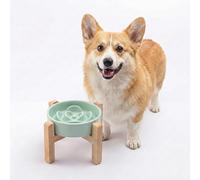 Petygooing Elevated Slow Feeder Ceramic Dog Bowls 8.26in, Slow Feeder Elevated Bowl for Small&Medium, Ceramic Slow Feeder Heavy Weighted Non-Toxic Non-Slip Puzzle Maze (Light Blue, 8.26in)