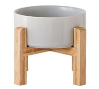 Petygooing Grey Elevated/Raised Ceramic Dog Bowl for Small Breeds, Dog Food Water Dish with Stand,Pet Feeding Bowl with Anti Slip Rubber for Cats and Small Dogs Puppy 13.5 OZ (5.1In / 1.7 Cups)
