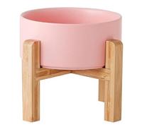 Petygooing Pink Elevated/Raised Ceramic Dog Bowl for Medium and Large Breeds, Dog Food Water Dish with Stand,Pet Feeding Bowl with Anti Slip Rubber Large Dogs(1800ml 7.6 Cups)