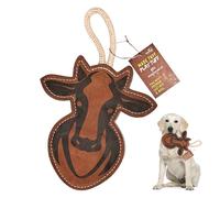 PetYupp Bull - All-Natural, Real Leather & Extra-Thick Wool Dog Chew Tuff Toy - Perfect for Aggressive Chewers, Teething Puppies & for Small, Medium & Large Dogs - Durable & Long-Lasting