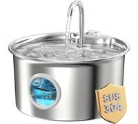 Petzen Cat Water Fountain for Drinking, 3.2L Stainless Steel with 2 Filters, Ultra Silent, Visible Water Level, Automatic Wired Drinking Fountain
