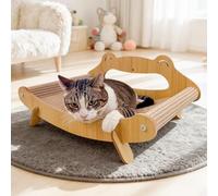 PetZen Garden Sisal Cat Scratcher Lounger Bed for Large Indoor Cats - Wooden Cat Scratch Pad, Durable Recliner Chair, Stylish Scratching Couch, 2-in-1 Scratcher & Lounger with Hammock (Large)