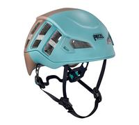 Petzl Meteor A071AC06 Lightweight Climbing Helmet Polycarbonate EPS Blue Brown Ventilated with Head Lamp Holder, High Protection