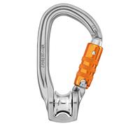 Petzl P75 TL NEW ROLLCLIP Z Pulley Carabiner with Gate Opening On The Non-Pulley Side, Size: Triact-Lock ,Grey/orange.
