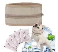 Petzymart Cool Loop, Petzymart Coolloop for Dogs, Cooling Collar for Dog with Ice Packs, Pet Adjustable Ice Chill out Bandana Collar, For Small to Large Dogs Indoor Outdoor (Brown, L)