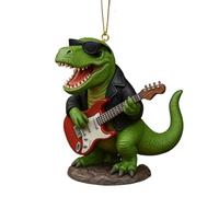 Peufcmi Christmas Dinosaur Ornaments,Resin Rock Themed T-Rex Seasonal Decoration - Holiday Pendant Ornament,for Home Decorators Festival Planners Living Room Bedroom Office Wall Mantel Garden Backyard
