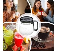 Peufcmi Clear Coffee Mug | 16oz Glass Mugs for Hot Beverages,Pot Drinking Cups with Lid for Beverage Tea Latte Cappuccino Milk Juice Home Travel Camping Birthday Party Picnic