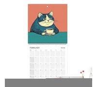 Peufcmi Funny Cat Wall Calendar 2026 - Cat Drinking Coffee Monthly Humorous Calendar 12-Month,Jan - Dec 2026, Wall Planner for School Office Home Scheduling