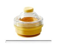 Peufcmi Ice Ball Maker Mold - Reusable Foldable 325ml with Straw and Lid - Round Ice Ball Mold,for Juice Milk Beer Soda Cocktail Beverage, Home Gym Office Travel Hiking