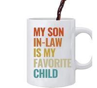 Peufcmi My Son in Law is My Favorite Child Mug, Funny Novelty Mug, Funny Family Humor Gift for Mother-in-Law or Father-in-Law, Ceramic Son-in-Law Mug Birthday Christmas Cup for Gifting