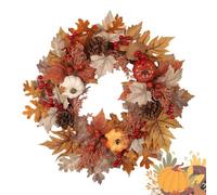 Peufcmi Thanksgiving Wreath - Maple Leaves Harvest Wreaths for Front Door - 20 Inch Seasonal Scene Prop, Artificial Ornament for Farmhouse Fence Home Hotel Apartment Garden