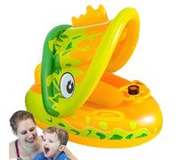 Peufcmi Toddler Pool Float | Toddler Pool Swim Float Ring with Sun Canopy | Hot Weather Inflatable Water Playing Equipment for Ages 1-5 Girls Boys Preschoolers Amusement