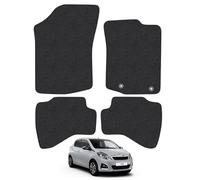 Peugeot 108 (2014+) [Round Clip] Car Mats Accessories Tailored Fit Carpet Floor Mats Non Slip Black Trim Full Coverage Compatible Accessory Front Rear Set Anti Slip Granulated Backing Clips