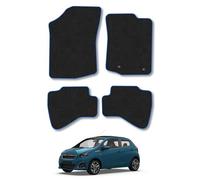 Peugeot 108 (2014+) [Round Clip] Car Mats Accessories Tailored Fit Carpet Floor Mats Non Slip Blue Trim Full Coverage Compatible Accessory Granulated Backing Front Rear Set Anti Slip Clips