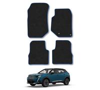 Peugeot 2008 (2020+) [NOT EV] Car Mats Accessories Tailored Fit Carpet Floor Mats Non Slip Blue Trim Full Coverage Compatible Accessory Granulated Backing Front Rear Set Anti Slip Hand-Finished Clips