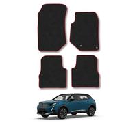 Peugeot 2008 (2020+) [NOT EV] Car Mats Accessories Tailored Fit Carpet Floor Mats Non Slip Red Trim Accessory Compatible Front Rear Set Anti Slip Backing Custom Fit Hand-Finished Full Coverage Clips