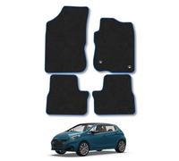 Peugeot 208 (2012-2020) Car Mats Accessories Tailored Fit Carpet Floor Mats Non Slip Blue Trim Full Coverage Compatible Accessory Granulated Backing Front Rear Set Anti Slip Hand-Finished Clips