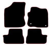 Peugeot 208 2012 to 2019 4 Piece Set With 2 Clips Car Mats UK-Made Tailored Fit Carpet Floor Mats Full Coverage Compatible Accessory Red Trim