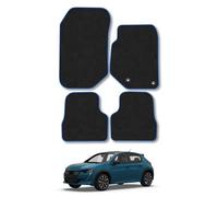 Peugeot 208 (2020+) Compatible Car Mats Accessories Carpet Tailored Fit Blue Trim Binding Full Coverage Custom Fit Accessory Hand-Finished Floor Mats All Weather Full Coverage With Clips