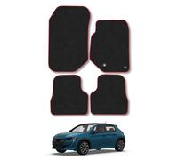 Peugeot 208 (2020+) Compatible Car Mats Accessories Carpet Tailored Fit Red Trim Binding Full Coverage Anti-Slip Accessory Anti Slip Backing All Weather Hand-Finished Full Coverage with Clips