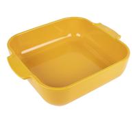 PEUGEOT - Square Ceramic Baking Dish - 28 cm (Handles Included) x 22.5 cm x 6.5 cm - Capacity: 2.7 L - 10 Year Guarantee - Made In France - Saffron Yellow Colour