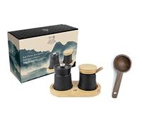 Peugeot Bali Black Cast-Iron Pepper Mill & Salt Cellar With Wooden Tray Gift Boxed- With Wooden Spice Scoop
