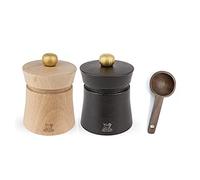 Peugeot Baya Salt And Pepper Mill Gift Set 3", Chocolate With Scoop