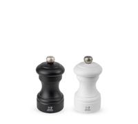 PEUGEOT - Bistro 10 cm Salt and Pepper Mill Set - Classic Salt and Pepper Grinder Set - Olive Wood - Lifetime Guaranteed Mechanism - Made in France - Black and White