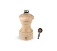 Peugeot Bistro Manual Salt Mill, Natural Wood 10 cm - 4in - With Wooden Spice Scoop