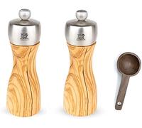 Peugeot Classic Fidji Salt & Pepper Mills Gift Set, Olive Wood, 15 cm - With Spice Scoop