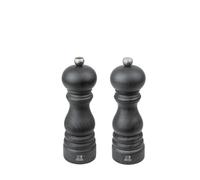 PEUGEOT - Duo Paris Graphite - Pepper Mill + Salt Mill 18 cm - Classic Adjustment - PEFC Certified Revalorised Wood - Made in France - Graphite Colour