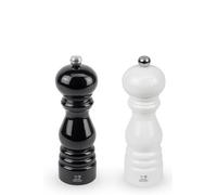 PEUGEOT - Duo Paris - Pepper Mill + Salt Mill 18 cm - Classic Adjustment - PEFC-Labelled Revalorised Wood - Made in France - Black & White Colours