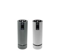 PEUGEOT - Duo Rechargeable Electric Pepper Mill + Salt Mill, Line u'Select 15 cm - Peppercorns + Rock Salt Included - 6 Pre-Set Grind Settings - Aluminum - Carbon Finish