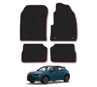 Peugeot E-208 (2020+) Car Mats Accessories Tailored Fit Carpet Floor Mats Non Slip Red Trim Accessory Compatible Front Rear Set Anti Slip Backing Custom Fit Hand-Finished Full Coverage Clips