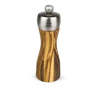 Peugeot - Fidji Manual Salt Mill - Adjustable Grinder - Olive Wood and Stainless Steel, Olive Wood, 15 cm