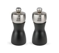 Peugeot - Fidji Salt & Pepper Mill Set - Beechwood And Stainless Steel Body - Matt Finish - 12 cm - Black