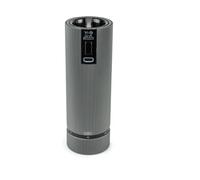 PEUGEOT - Rechargeable Electric Pepper Mill, Line u'Select 15 cm + Peppercorns Included - 6 Pre-Set Grind Settings - Aluminum - Carbon Finish