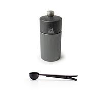 Peugeot Line Manual Salt Mill Carbon Graphite Aluminum, 12 cm - 4.75" With Stainless Steel Spice Scoop/Bag Clip (Salt Mill w/ Scoop)