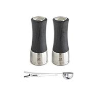 Peugeot - Madras u'Select Manual Salt & Pepper Mill Gift Set - Adjustable Grinder - Stainless Steel & Beechwood, Graphite - With Stainless Steel Spice Scoop & Clip