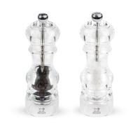 PEUGEOT - Nancy 18 cm Pepper Mill + Salt Milt - Clear Colour | Classic Grind System - Powdered Salt Innovation, Zirlion Mechanism - Acrylic - Made in France
