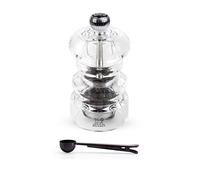 Peugeot - Nancy Acrylic Manual Pepper Mill - Transparent Adjustable Grinder Gift Set- With Stainless Steel Spice Scoop/Bag Clip, 3.5 Inch