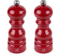 Peugeot - Paris Duo - Pepper Mill + Salt Mill 15 cm - Classic Adjustment - PEFC-Certified Recycled Wood - Made in France - Passion Red Lacquer Finish